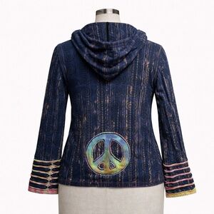 Y2K Shop Therapy tie-dye peace sign zip-up hoodie